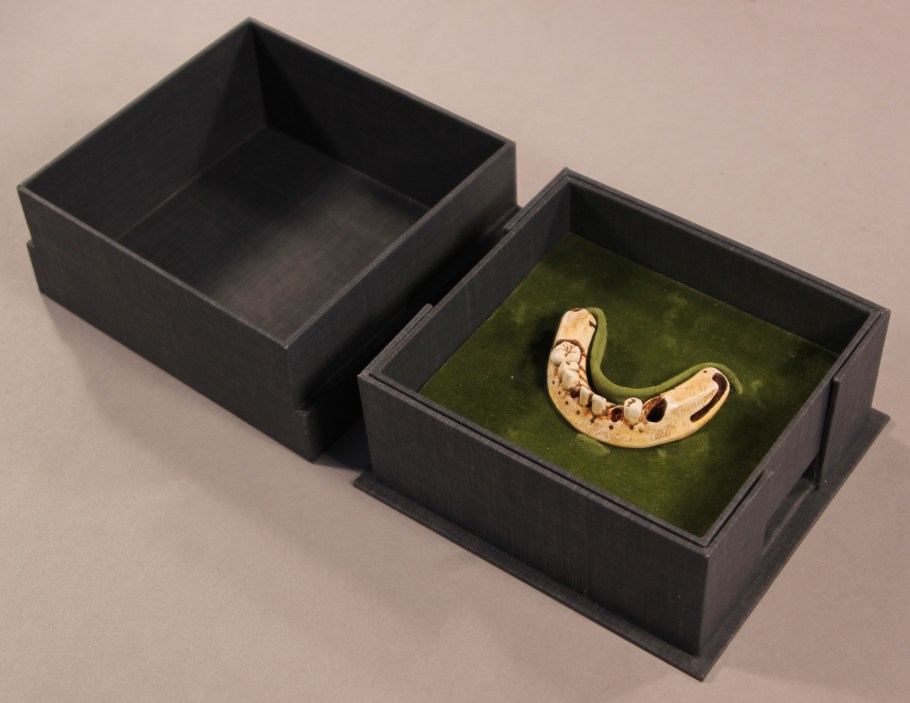 facsimiliedenture2 Facsimile denture in custom-made clamshell box