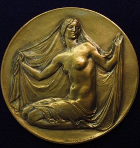 Round medal with female figure, for New York Academy of Medicine.