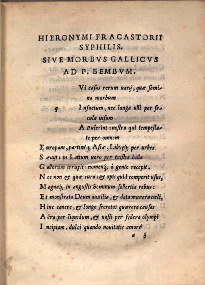 Syphilis, sive morbus gallicus. , Verona, 1530.
