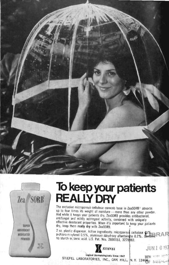 1973: Nothing like nudity to convince doctors to recommend a medicated powder.