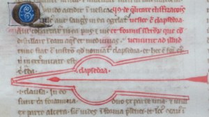 f. 23va:  sample champie initial and clapsedra