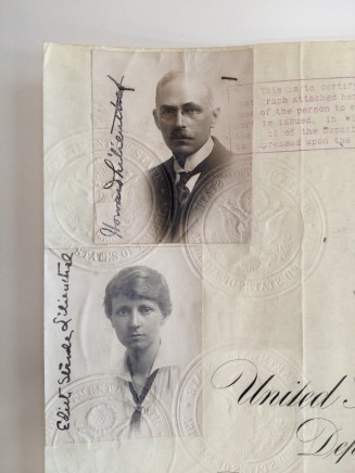 Photographs of Howard and Edith Lilienthal attached to a certificate