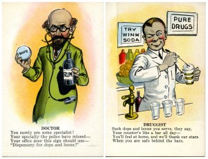 Our doctor and druggist valentine postcards. Click to enlarge.