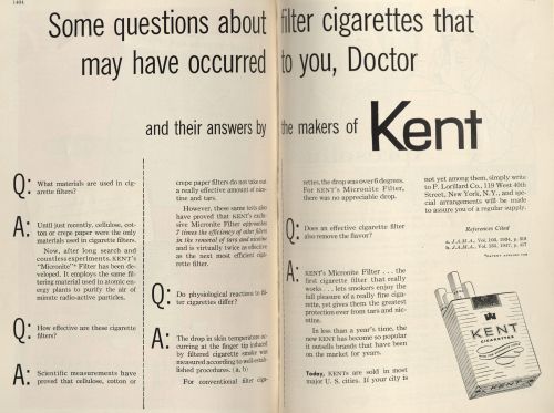 "Some questions about filter cigarettes that may have occurred to you, Doctor." Published in the New York State Journal of Medicine, volume 53, number 12, June 15, 1953.