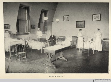 "Male Ward E" at Hahnemann Hospital, from the Hospital's May 1901 Report.