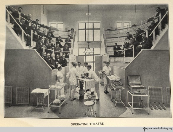 Presbyterian Hospital's operating theater, an image from its 1901 annual report. Click to enlarge.