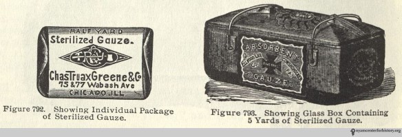 Sterilized gauze. From Charles Truax’s The Mechanics of Surgery, ed. James M. Edmonson (1899; reprint ed., San Francisco: Norman Publishing, 1988). Click to enlarge.