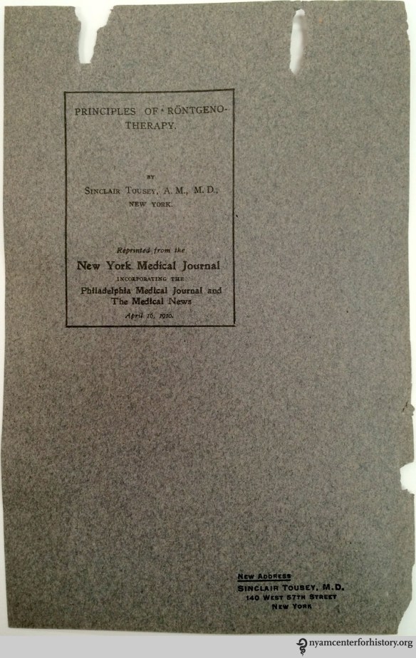 Example of pamphlet cover Mr. Place reused as a support for his bookplates.