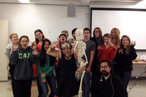 Riva Lehrer with students at SAIC in 2012.