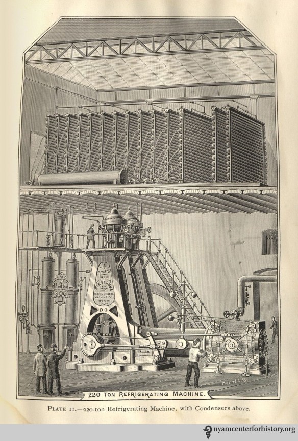 We are building a refrigeration unit based on his illustration from Mechanical Refrigeration, scheduled for completion in September 2016.