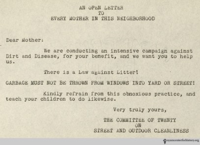 An open letter to mothers from the Committee of Twenty.