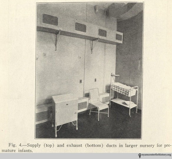 The air conditioning unit in a nursery for premature infants. In “The premature infant: A study of the effects of atmospheric conditions on growth and on development,” American Journal of Diseases of Children, 1933, 46(5). 