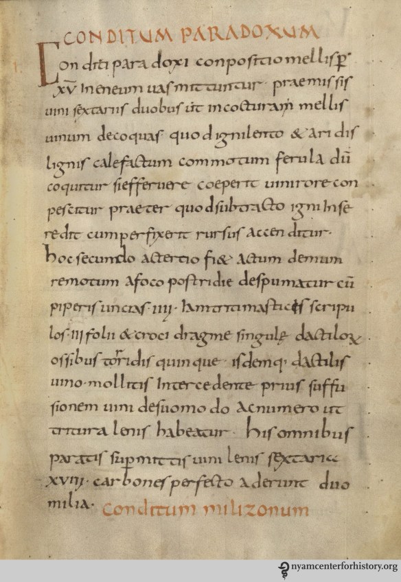 The Academy’s unadorned 9th-century manuscript of De re culininaria. Click to enlarge.