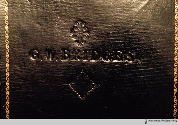 "G. W. Bridges" on the cover of our copy of Demonomanie des Sorciers, 1583.