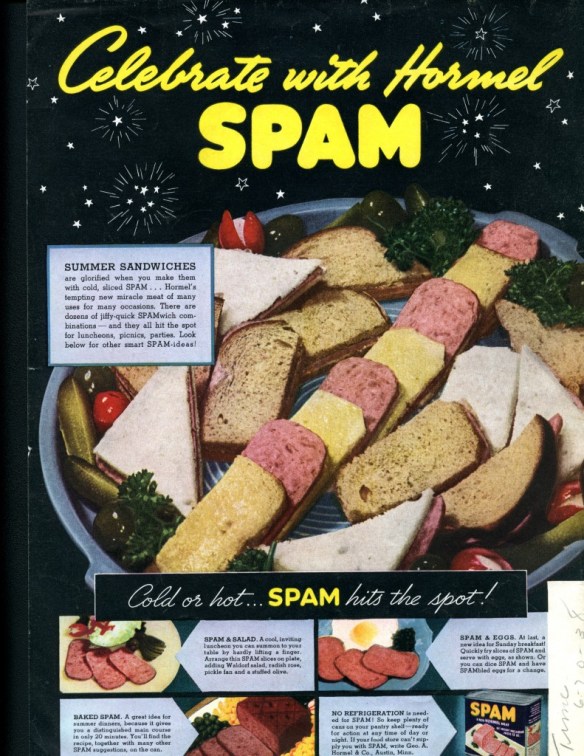 Advertisement for Spam from Time Magazine, June 20, 1938. Source: Duke University Libraries.