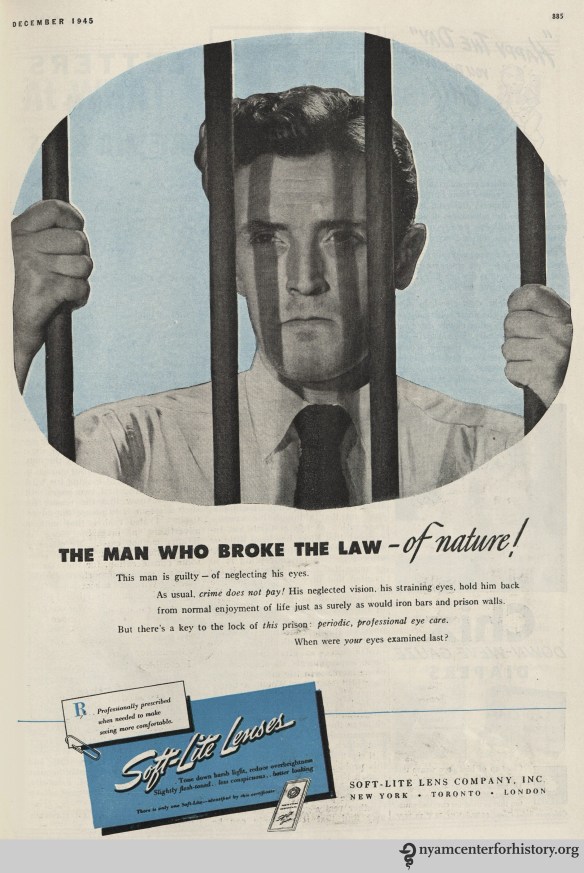 SoftLite Lenses ad in Hygeia Magazine, December 1945. Click to enlarge. 