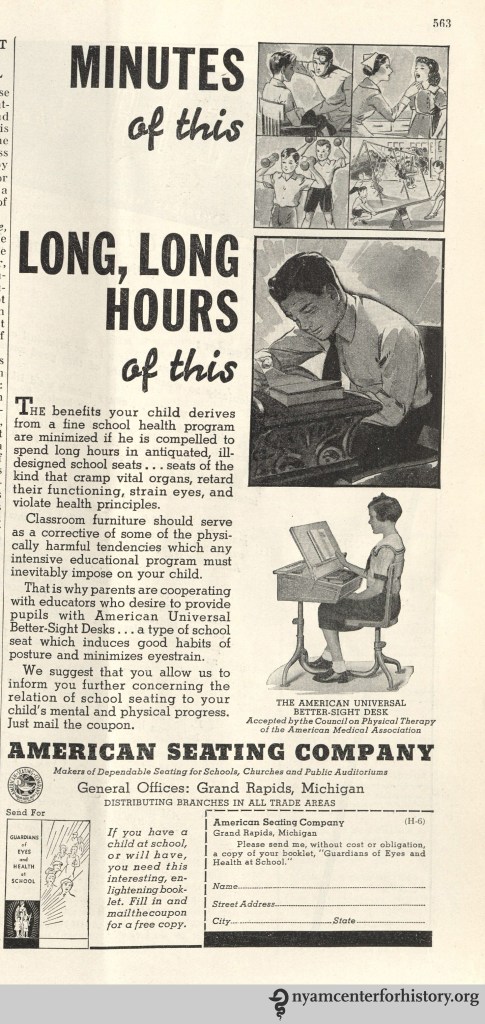 American Seating Company ad inHygeia Magazine, June 1936. Click to enlarge. 