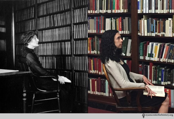 Dr. Felicia Robbins, 1920. Right: Johanna Goldberg, Information Services Librarian, 2015.