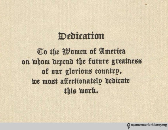 The Christian’s dedication page from Uncooked Foods and How to Use Them, which they hoped would allow women to stop cooking by taking up a raw diet.