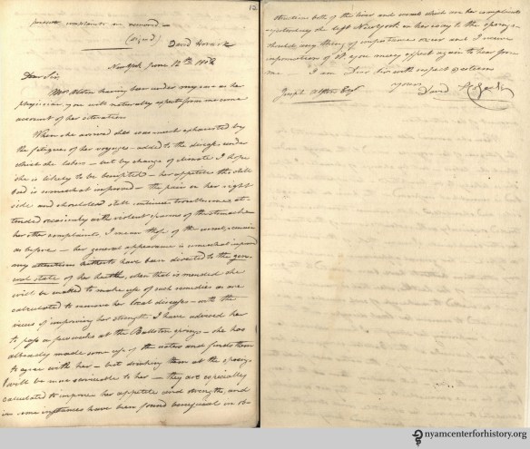 Recto and verso of a copy of David Hosack's letter to Joseph Alston. In: D. Hosack. Copies of Letters and Documents 1801-1826.
