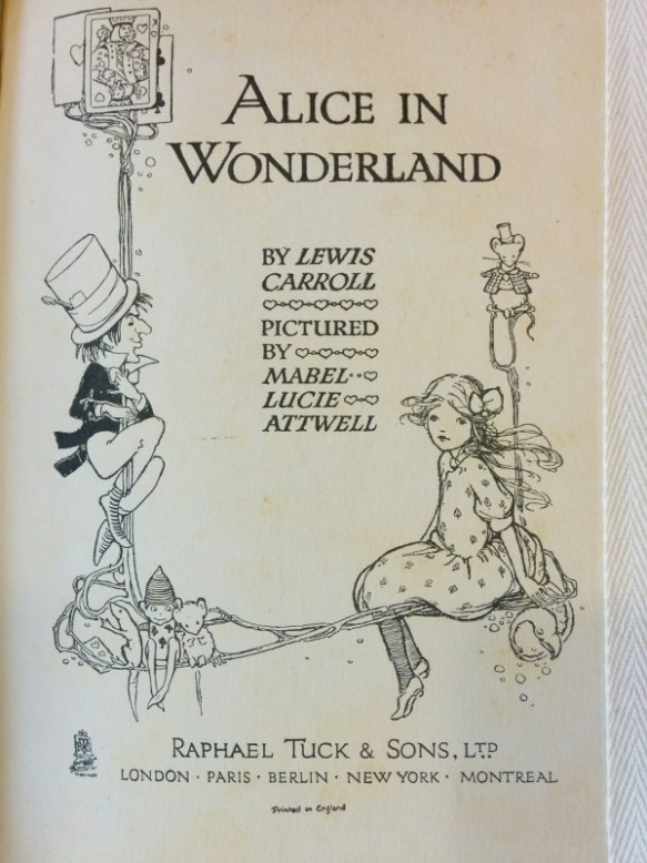 A coloring page selected by James Madison University Libraries, featuring a 1910 illustrated copy of Alice in Wonderland.