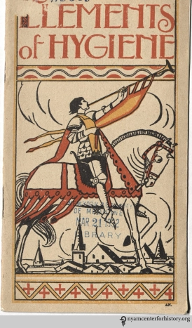 Horseback rider on the cover of Elements of Hygiene, circa 1921.
