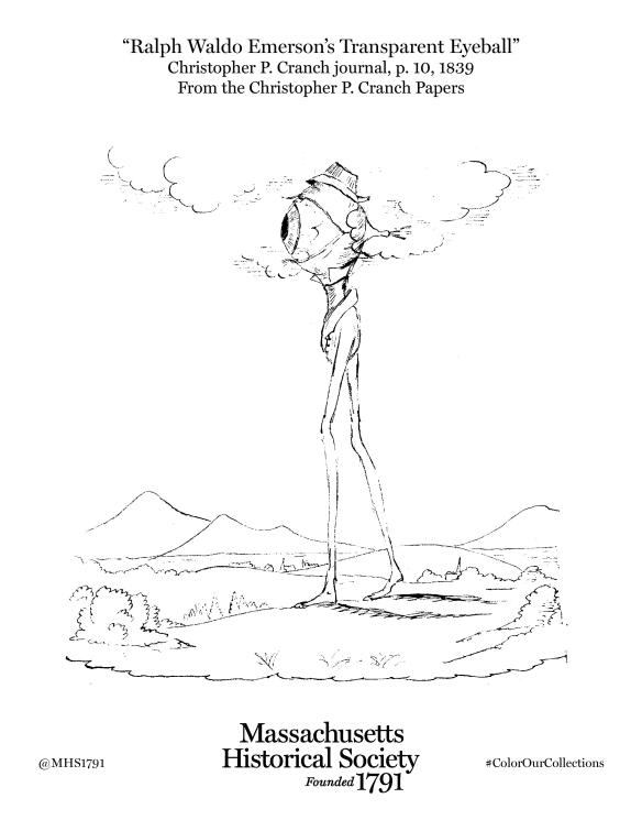 "Ralph Waldo Emerson's Transparent Eyeball." Christopher P. Cranch journal, p. 10, 1839. Courtesy of the Massachusetts Historical Society.