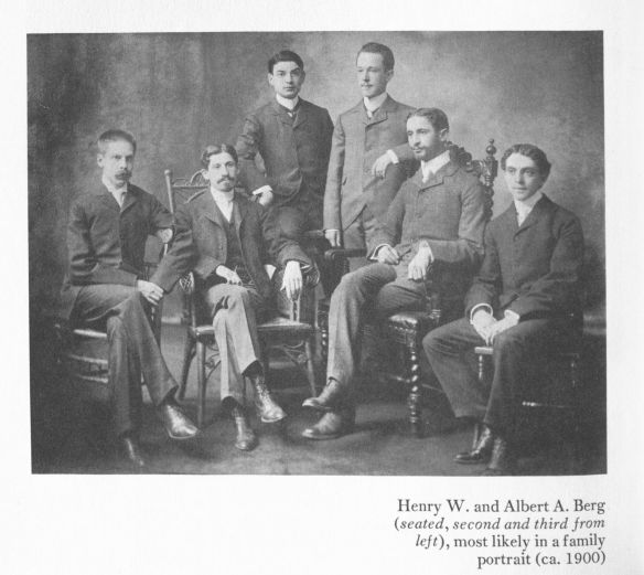 Henry W. and Albert A. Berg (seated, second and third from left), most likely in a family portrait (circa 1900). In Szladits, Brothers: The Origins of the Henry W. and Albert A. Berg Collection,1985. 