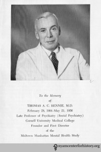Dedication of Mental Health in the Metropolis to Thomas A. C. Rennie.