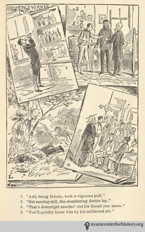 Rip van Winkle, M.D. illustration. In Erichsen, Medical Rhymes, 1884. Click to enlarge.