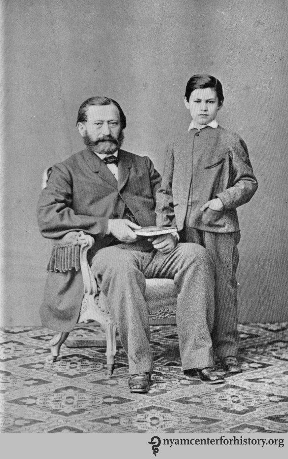Freud with his father Jakob in 1864. In The Freud centenary exhibit of the American Psychoanalytic Association, 1956. 