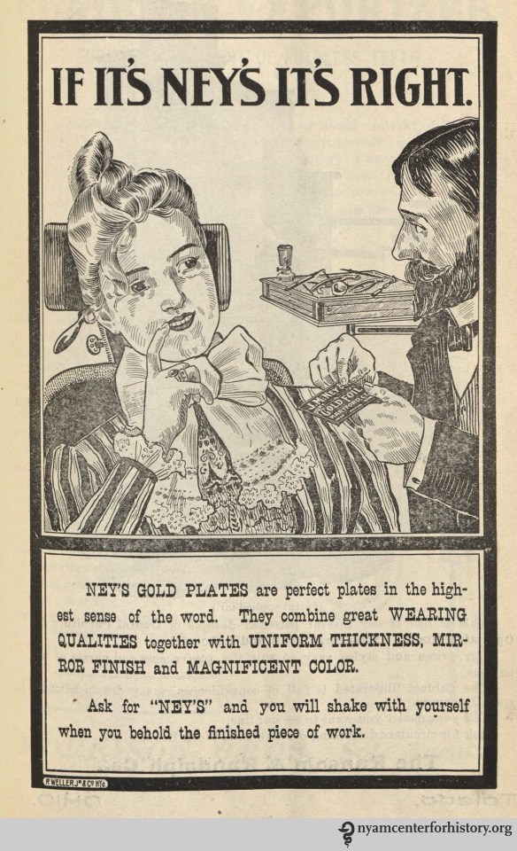 Ney's Gold Plates advertisement in the American Journal of Dental Science, vol. 33, no. 1, May 1899.