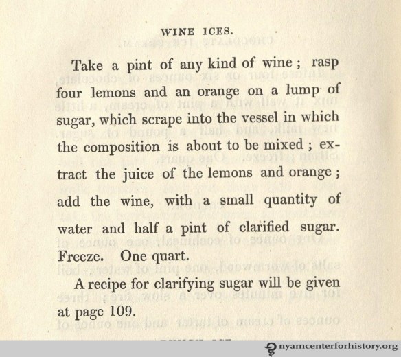 Wine ices, from Thomas Masters' The Ice Book, 1844.
