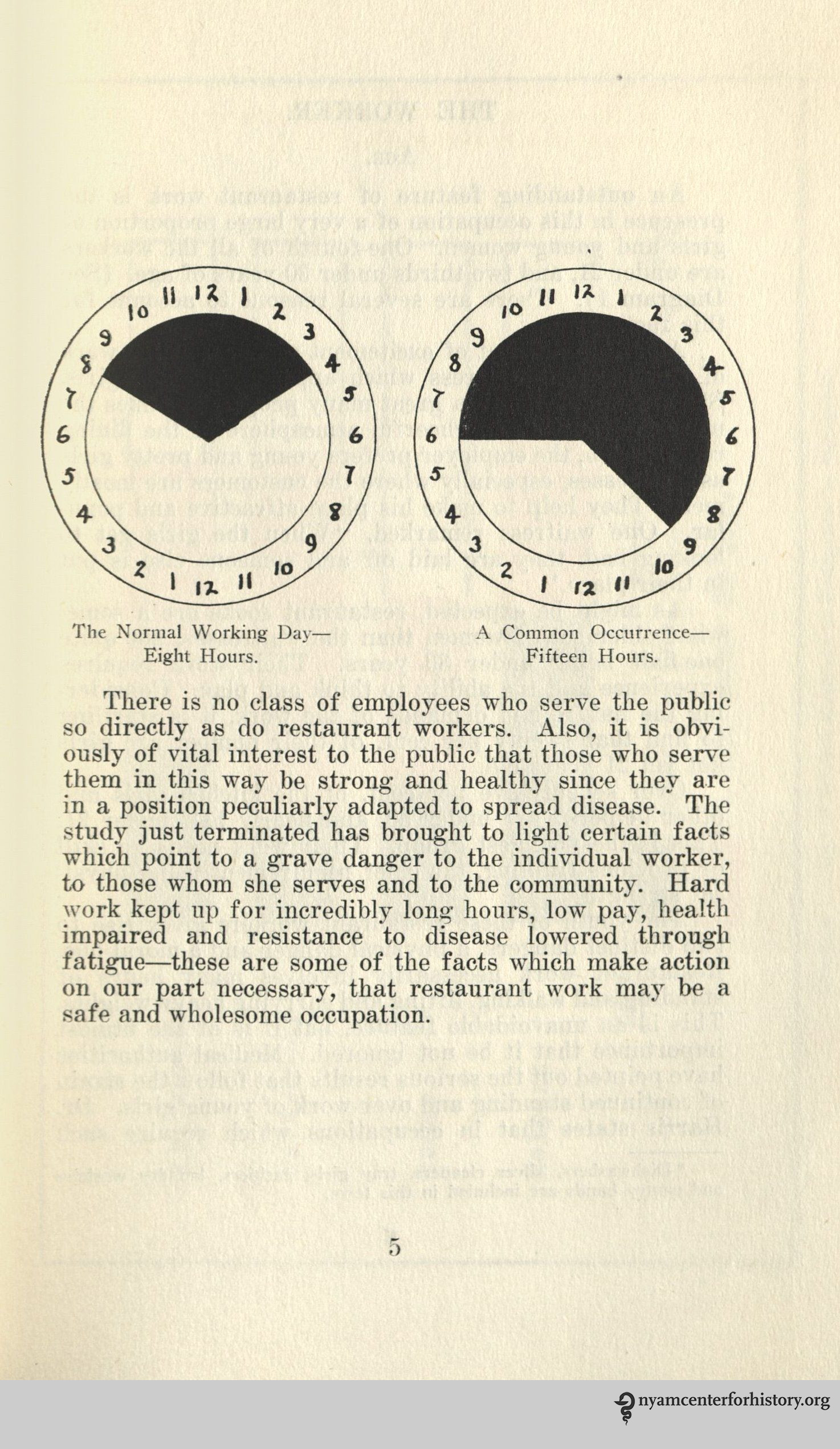 Eight hours of work versus fifteen for restaurant workers